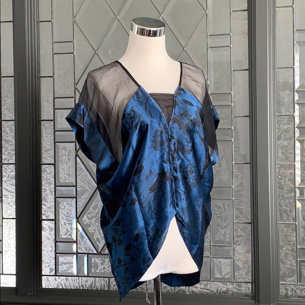 NWOT Silk blouse with sheer shoulders
